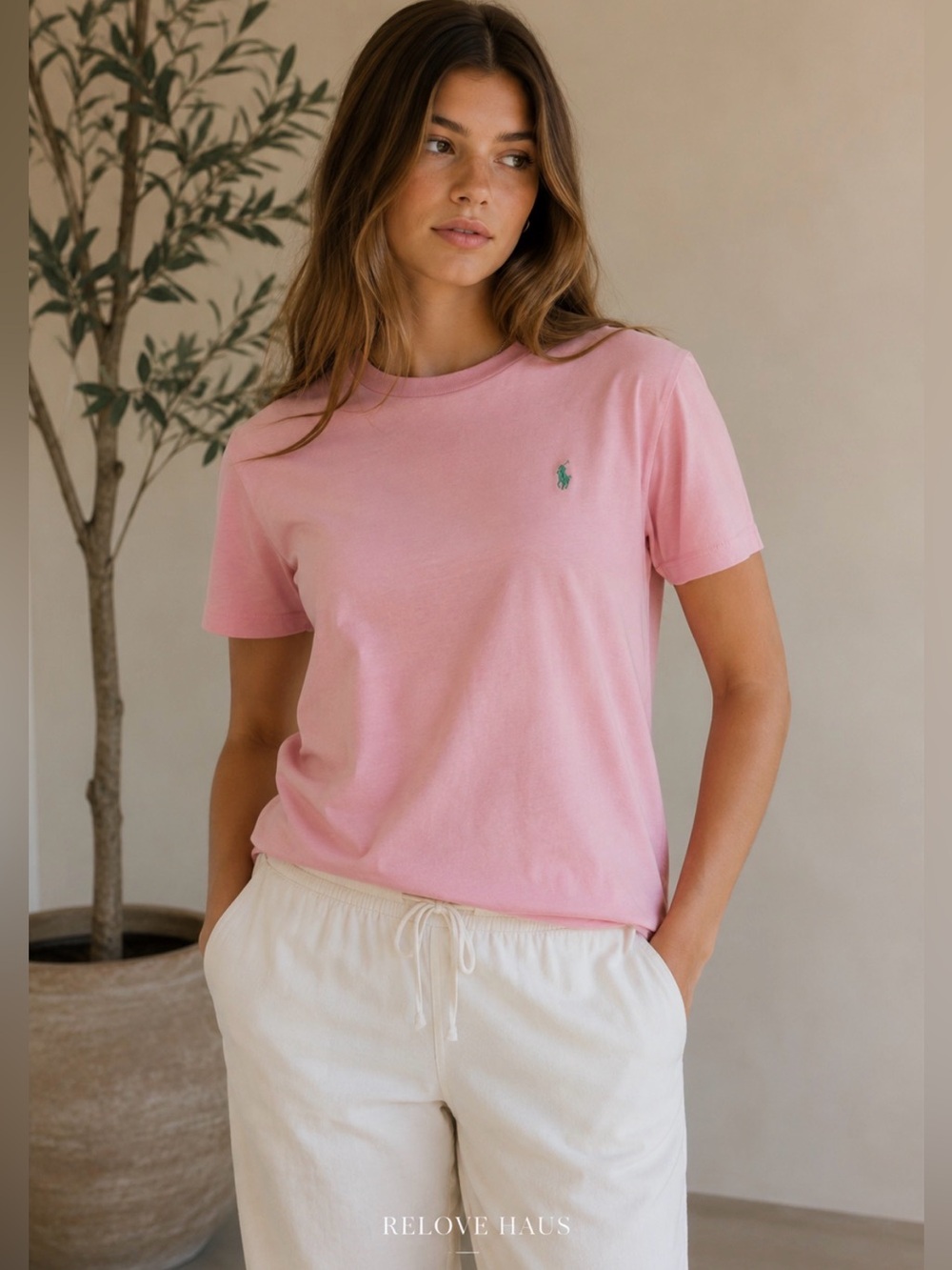 Polo Ralph Lauren Pink Crewneck Tee | Youth Large (14–16) | Fits Women’s Small